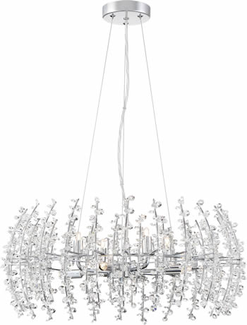 VLA2823C Crystal Pendant from Quoizel Valla Collection - Modern Chrome and Crystal Pendants in three sizes
Dimmable LED, included