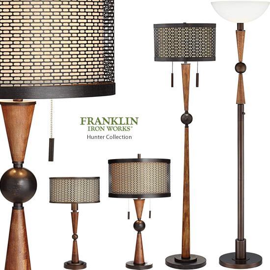 Table Lamps Deep Lighting, Franklin Iron Works Tremont Floor Lamp With Burlap Shade